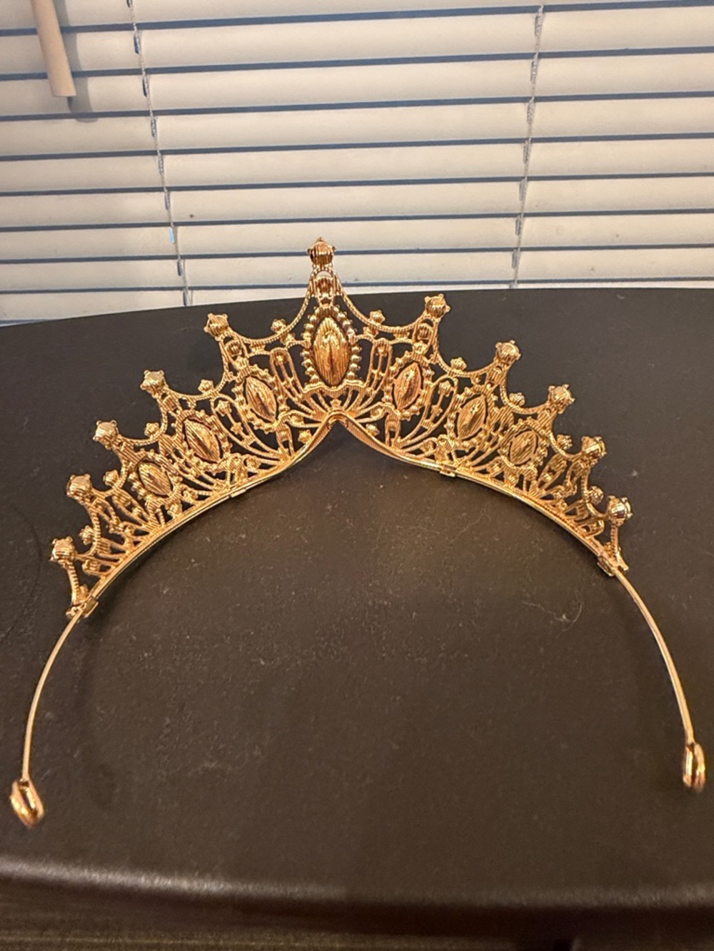 Gold Crystal Jeweled Tiara Crown - Elegant Women’s Hair Accessory - Picture 2 of 4